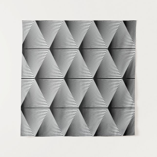 Diamant Geometrie: Vintages Monochrome Wandteppich (Vorderseite)