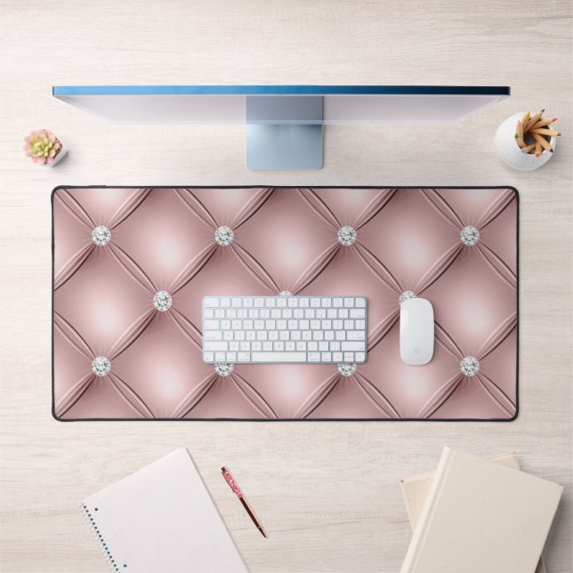 Diamant getuftes Design, Rose Gold Schreibtischunterlage (Büro 1)
