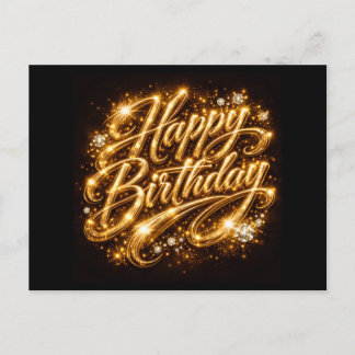 Diamant-Glanz Geburtstag — 3D Golden Einladungspostkarte