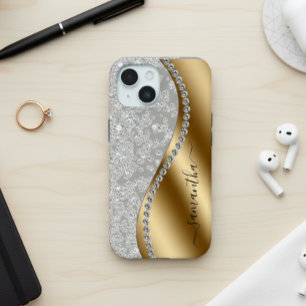Diamant Glanz Gold Metall personalisierte Schrift  Case-Mate iPhone Hülle