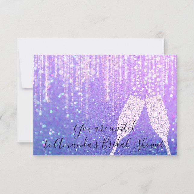 Diamant Glass Bubbles Sweet16th Bridal Wedding Einladung (Vorderseite)