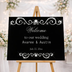 Diamant Glitter Willkommen auf unserer Hochzeitspl Poster