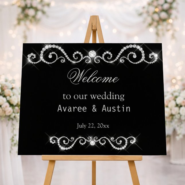 Diamant Glitter Willkommen auf unserer Hochzeitspl Poster (Von Creator hochgeladen)