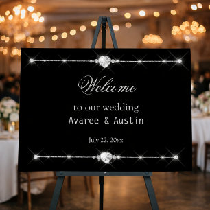 Diamant Glitter Willkommen auf unserer Hochzeitspo Poster