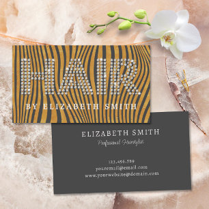 Diamant Gold Dunkelgrau Friseur Friseuse Visitenkarte