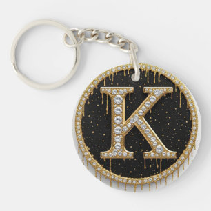 Diamant Gold Monogramm K Geschenk Schlüsselanhänger