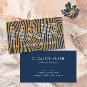 Diamant Gold Navy Blau Friseur Friseuse Visitenkarte