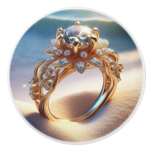 Diamant Gold Ring am Strand Keramikknauf