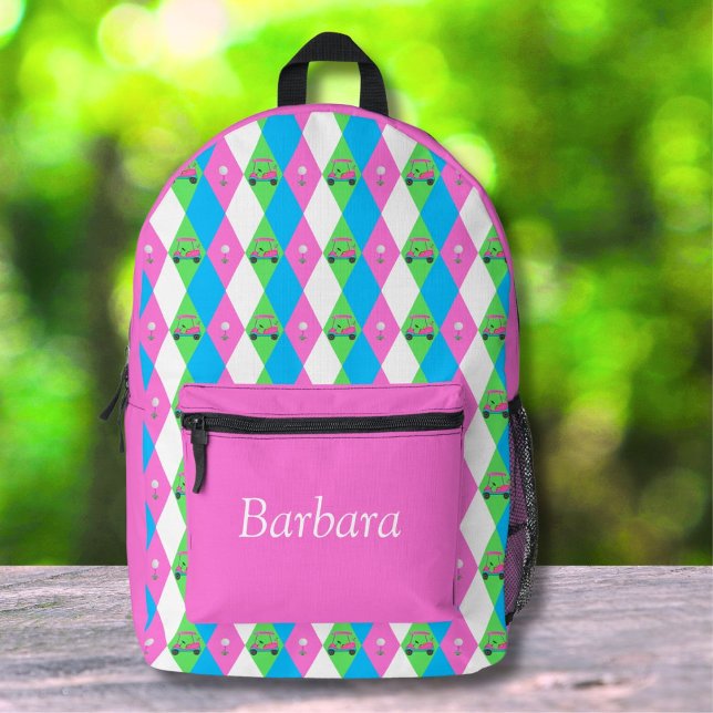 Diamant Golf Cart mit Golf Ball Muster Bedruckter Rucksack (Von Creator hochgeladen)