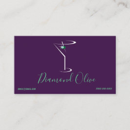 Diamant-grüne Oliven-Cocktail-Martini-Glas-Logo Visitenkarte