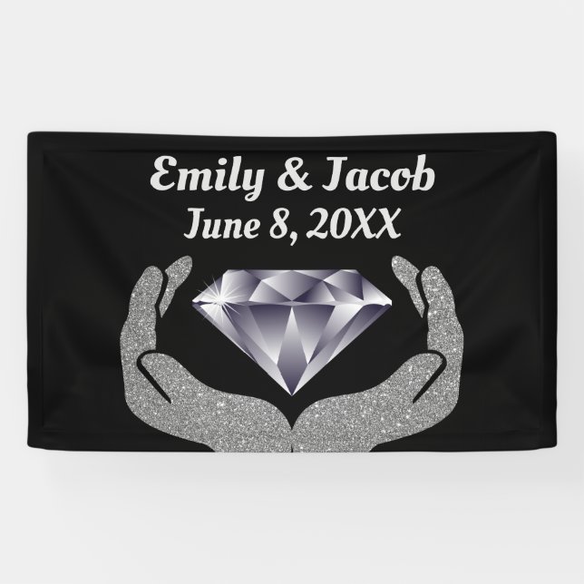 Diamant Hands Hochzeitsbanner Banner (Horizontal)