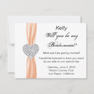 Diamant-Herz Orange Hochzeit Brautjungfer Karte