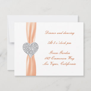 Diamant Herz Orange Hochzeitsempfang Karte