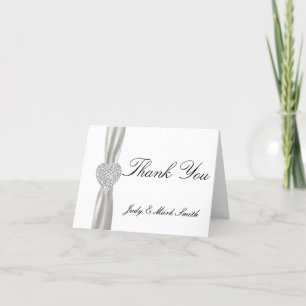 Diamant Herz Weiße Hochzeit Dankeskarten Dankeskarte