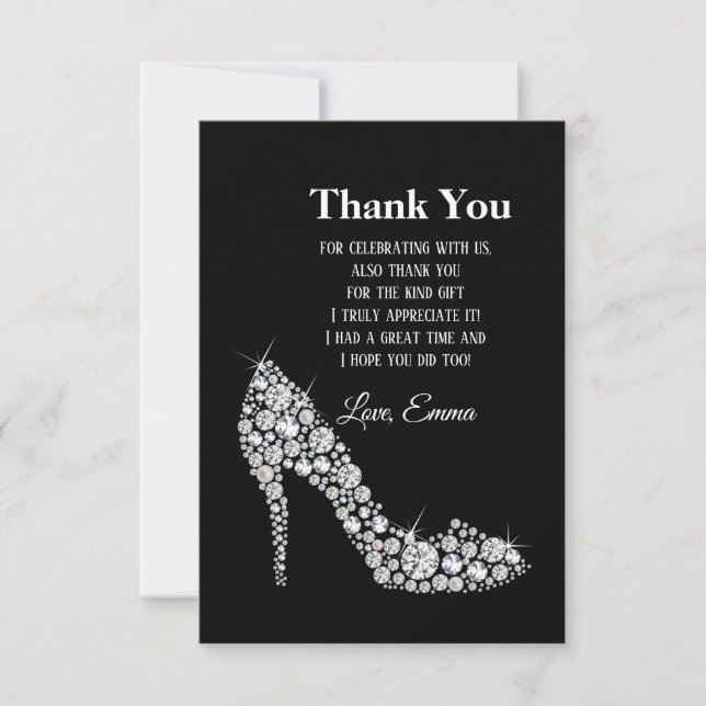 Diamant High Heels Glitzer elegant danke (Vorderseite)