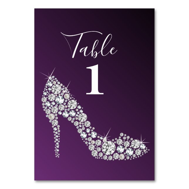 Diamant High Heels Glitzer elegant Tischnummer (Rückseite)