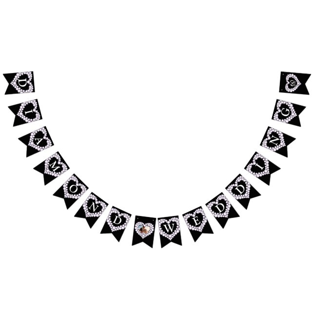 Diamant Hochzeit 60 Jahre Jubiläum Foto schwarz Wimpelkette (Alle)