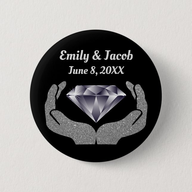 Diamant-Hochzeitsknopf Button (Vorderseite)