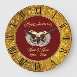 Diamant-Individuelle Hochzeitsringe Gold Jubiläum Große Wanduhr