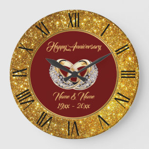 Diamant-Individuelle Hochzeitsringe Gold Jubiläum Große Wanduhr