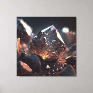 Diamant inspirierter Kristall mit warmer Bernstein Leinwanddruck
