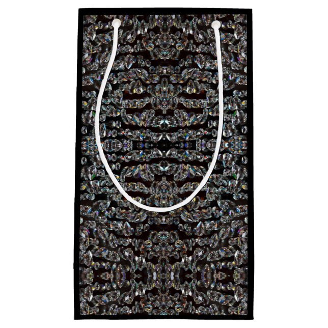 Diamant Juwel Muster elegant silber und schwarz Kleine Geschenktüte (Vorderseite)