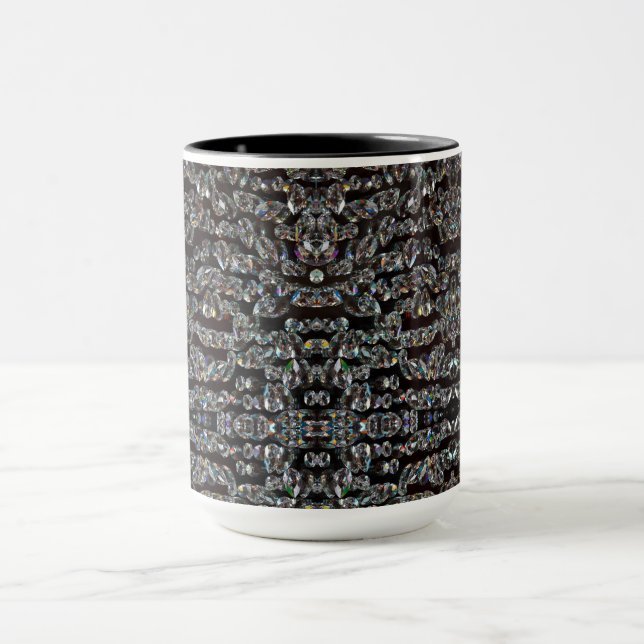 Diamant Juwel Muster elegante silberne schwarz Tasse (Zentrum)