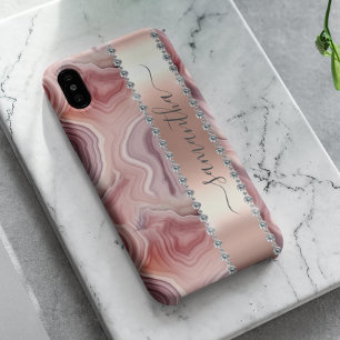 Diamant Kalligrafie Name Rose Gold Achat Case-Mate iPhone 14 Hülle