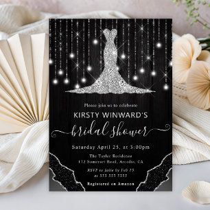 Diamant Kleid & Bokeh Lichterkette Brautparty Einladung