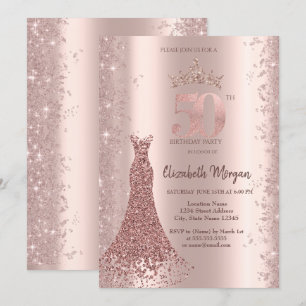 Diamant-Kleid Roségold Glitterstaub 60. Geburtstag Einladung
