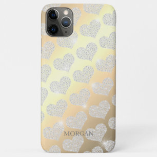 Diamant-Kleinherz-Muster, DIY-Name, Gold Case-Mate iPhone Hülle