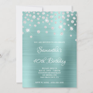 Diamant Konfetti Blass Türkis Satin Folie Ombre Einladung