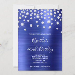 Diamant Konfetti Saphir Satin Folie Ombre Einladung