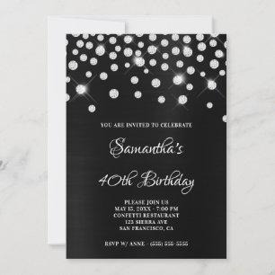 Diamant Konfetti Schwarz Satin Folie Ombre Einladung