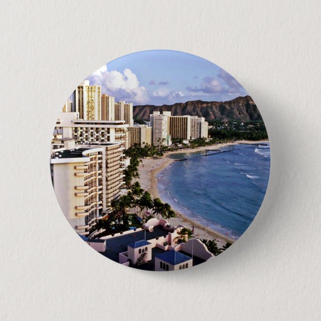 Diamant-Kopf - Waikiki Strand, Oahu Button (Vorderseite)