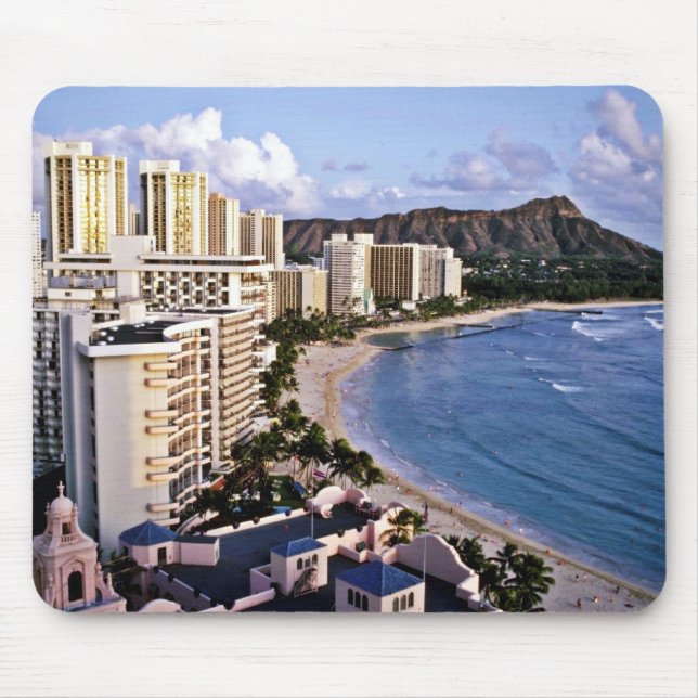 Diamant-Kopf - Waikiki Strand, Oahu Mousepad (Vorne)