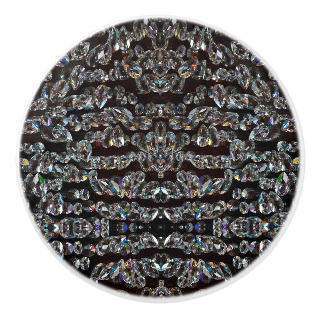 Diamant-Kristall-Muster in silberfarbenem Schwarz Keramikknauf (Vorderseite)