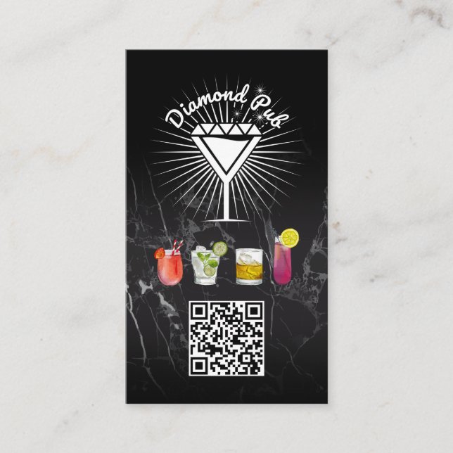 Diamant-Martini-Glas-Logo | QR-Code Visitenkarte (Vorderseite)