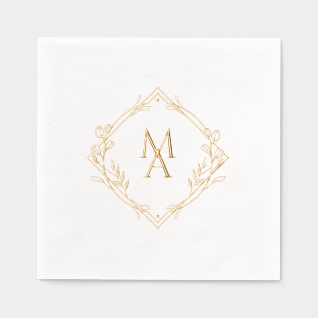 Diamant-Monogramm mit Blumen Servietten Folie (Vorderseite)
