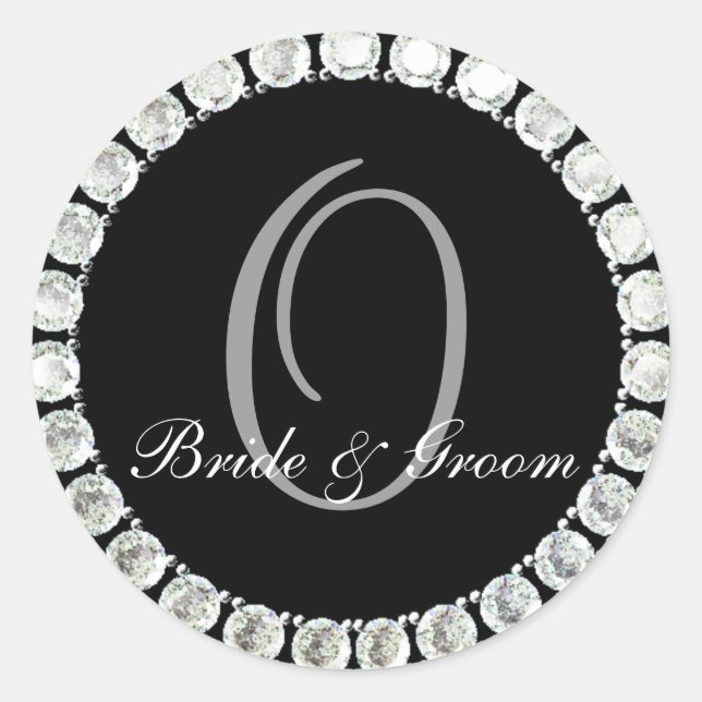 Diamant-Monogramm O anpassbares Siegel Runder Aufkleber (Vorderseite)