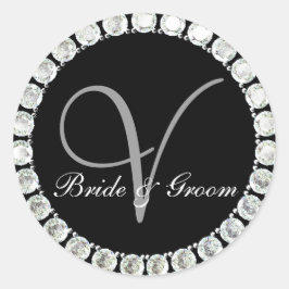 Diamant-Monogramm V-anpassbares Siegel Runder Aufkleber