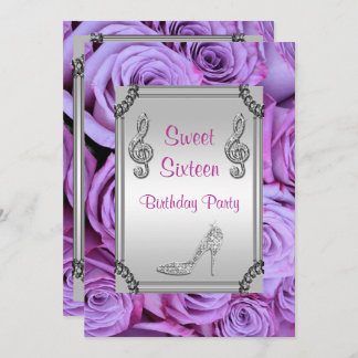 Diamant Musiknote, Stiletto & Rose Sweet 16 Einladung