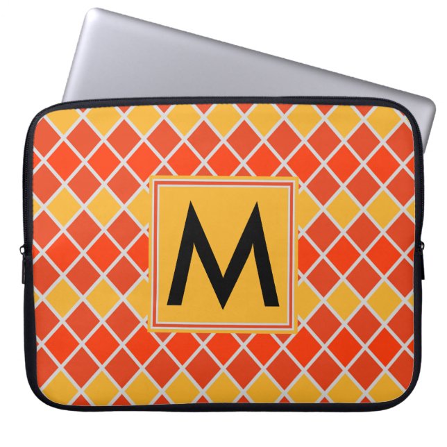 Diamant Muster #80 Mit Monogramm Laptopschutzhülle (Vorderseite)