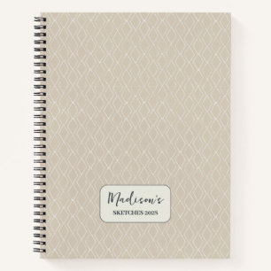 Diamant Muster Beige OffWhite Personalisiert Notizbuch