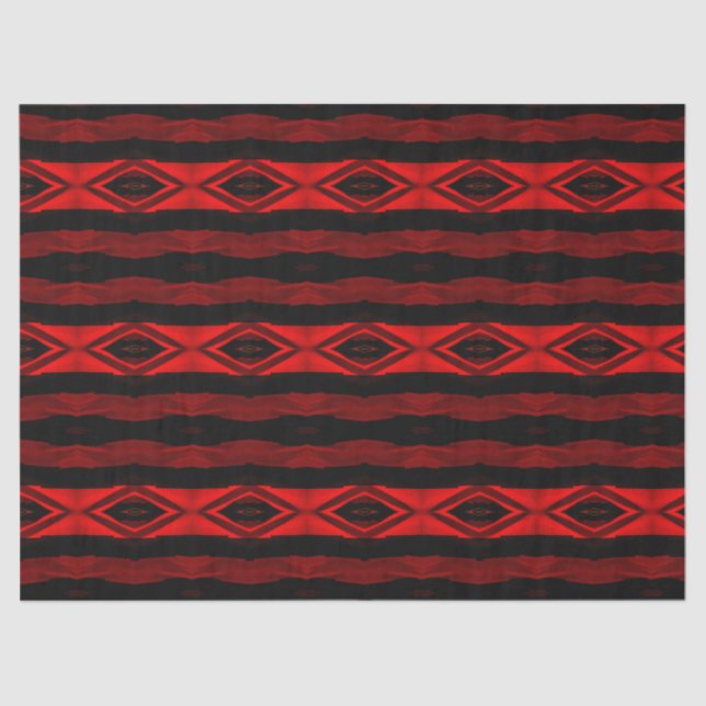 Diamant Muster Vertikaler Streifen Rotes Schwarz Seidenpapier (Vorderseite)