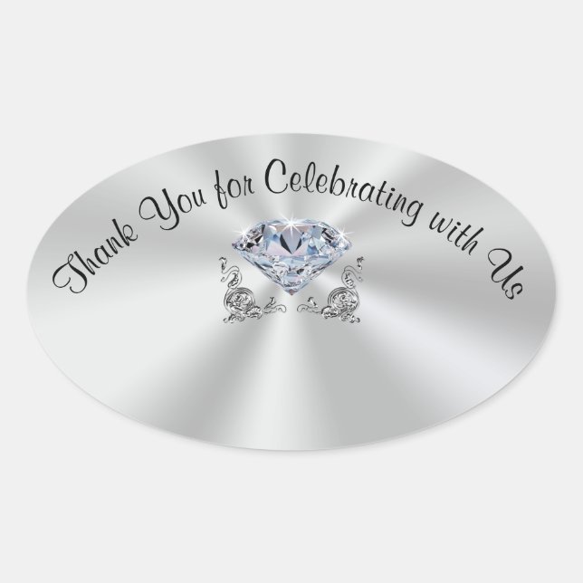 Diamant Name Jahrestag oder Hochzeitsticker Ovaler Aufkleber (Vorderseite)