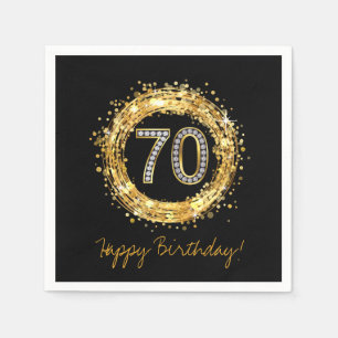 Diamant Number 70 Glitzer Bling Confetti   Gold Serviette