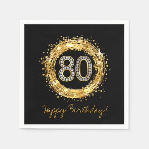 Diamant Number 80 Glitzer Bling Confetti Gold Serviette