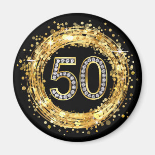 Diamant Nummer 50 Glitzer Bling Confetti   Gold Magnet