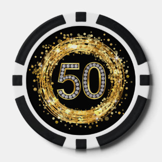 Diamant Nummer 50 Glitzer Bling Confetti | Gold Pokerchips